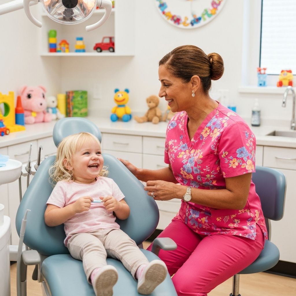 Happy child at pediatric dental appointment